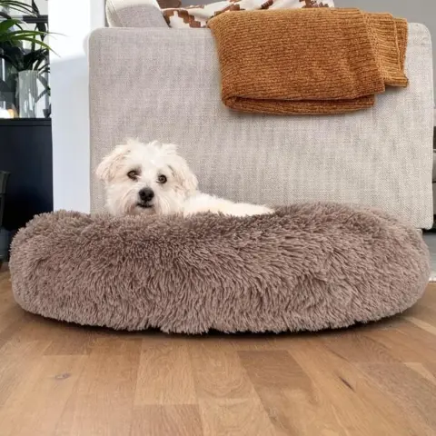 Dejlig blød hundekurv i Khaki. Perfekt til at putte og strække sig