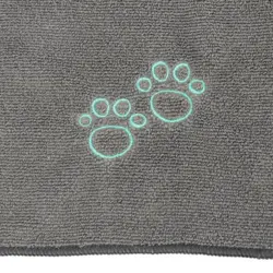 Microfiber håndklæde til hunde | Grå med potebroderi