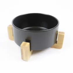 Ollipet Cooper Keramikskål + Bambusholder