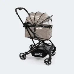 Innopet regnovertræk til hundeklapvogn model Nomad her ses monteret på den originale hundeklapvogn
