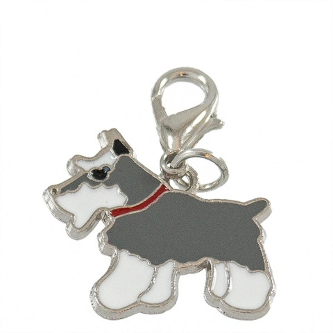 Charms m. hunderacer -  lysegrå schnauzer