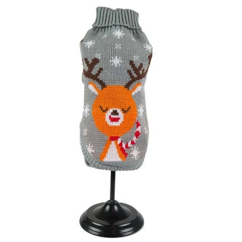 Grå julesweater med sødt rensdyr