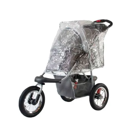 Innopet Buggy Comfort AIR hundeklapvogn med luftfyldte hjul - Her vist med regnovertræk, der er ekstra tilbehør.