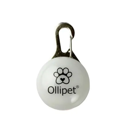 Ollipet DogBlink Safety LED i hvid til fastsættelse på hundens sele eller hundetøj