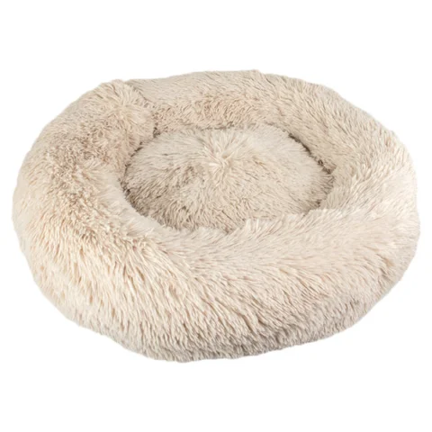 FLUFFY Donut hundeseng m. lynlås m. aftageligt betræk| Sand