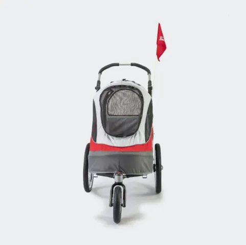 Innopet hundeklapvogn Sporty Dog Trailer Deluxe inkl. cykelstang + regnovertræk - farve: sort/rød