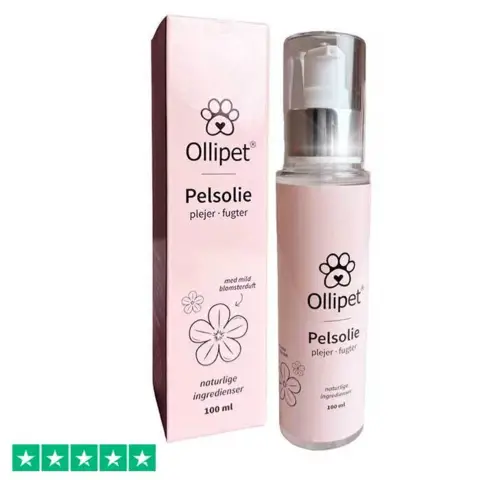 Krystalklar Ollipet Pelsolie med pumpe 100ml - farver ikke pelsen!