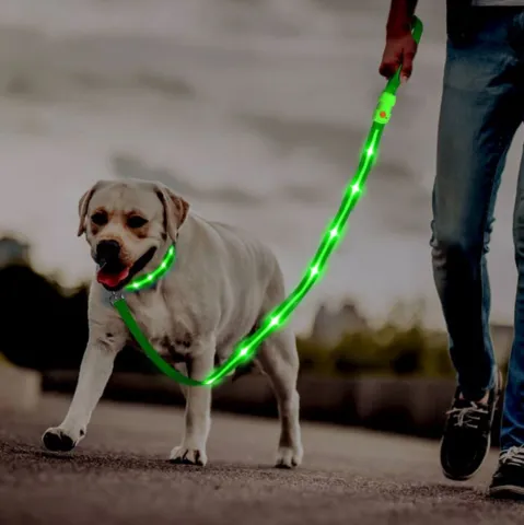 Hundesnor med LED-lys | Genopladelig. Sikre ekstrem synlighed. Halsbånd er ikke inkluderet.