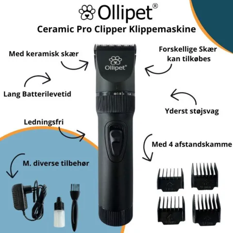 Pakketilbud | Ollipet Hundetrimmer Pakke | Ceramic Pro og Poteklippemaskine 2i1