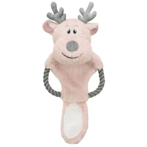 Rensdyr bamse til hunde med knitrelyde, reb og plys