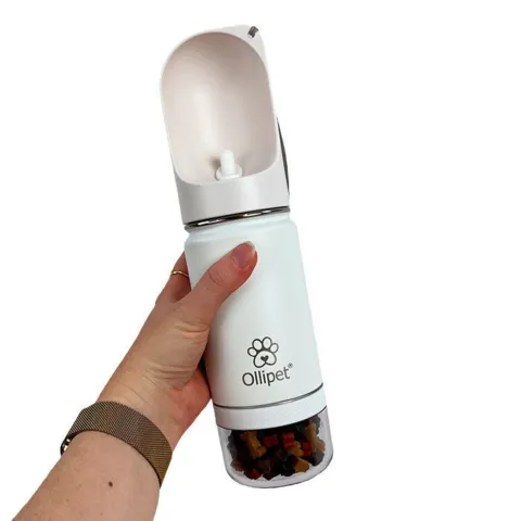 Ollipet Stainless Steel 3i1 Drikkeflaske fås i hvid og sort