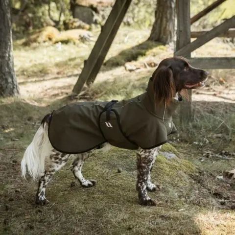 Stilfuld olivenfarvet hundejakke fra BOT