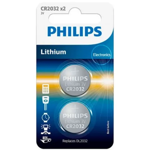 Kvalitetsbatterier fra Philips med lang holdbarhed. CR2032 Lithium anbefales i bla lygter