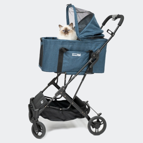 Smart 2-i-1 hundeklapvogn med sammenklappeligt stel og rummelig opbevaringskurv