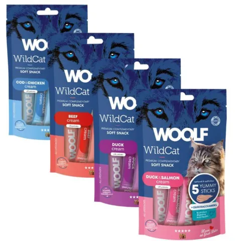 cremet kattesnack woolf wildcat cream 5 stk