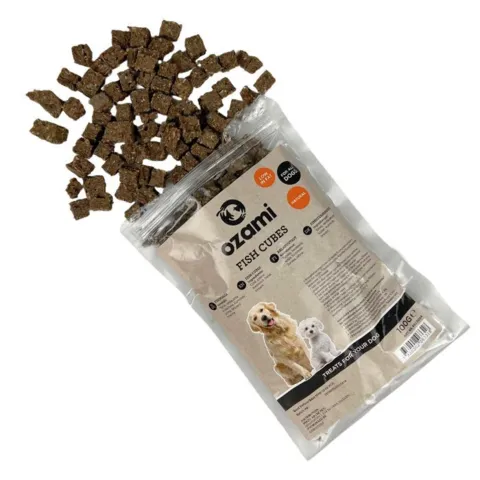 Ozami Dog Snack Fish Cubes 100g små fisketerninger til hund