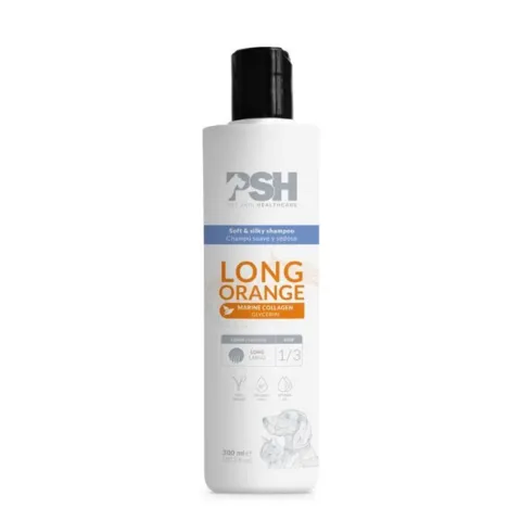 PSH Long Orange shampoo til lang pels med marine kollagen og glycerin