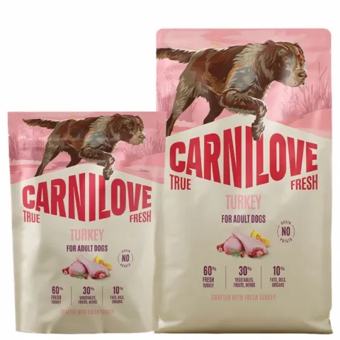 Pose med Carnilove True Fresh Turkey til voksne hunde 1,5kg og 4 kg