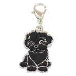 Charms m. hunderacer - Bichon Havanais (sort)