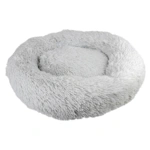 FLUFFY Donut hundeseng m. lynlås m. aftageligt betræk| lysegrå